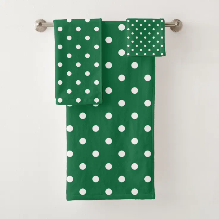 Green and White Polka Dots Bath Towel Set | Zazzle