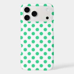 Green and white polka dots iPhone 17 pro max case