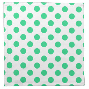 Green and white polka dots cloth napkin