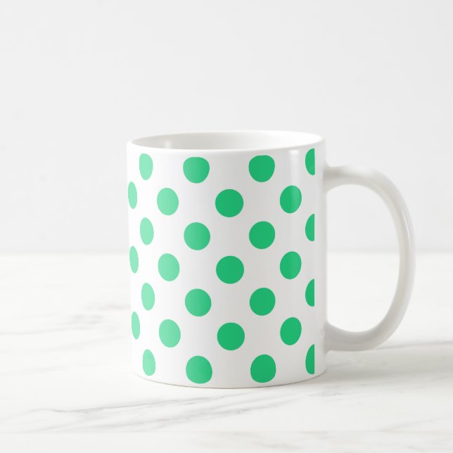 Green and white polka dots coffee mug (Right)