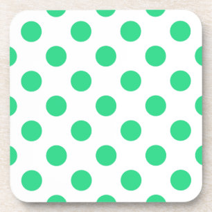 Green and white polka dots drink coaster