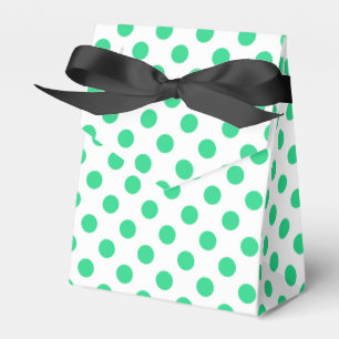 Green and white polka dots favor boxes