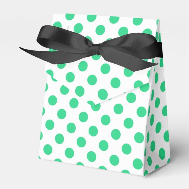 Green and white polka dots favor boxes (Front Side)