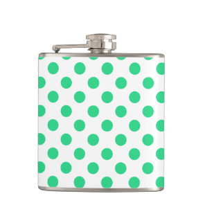 Green and white polka dots flask