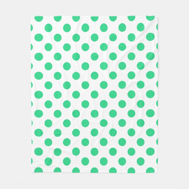 Green and white polka dots fleece blanket (Front)