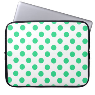 Green and white polka dots laptop sleeve