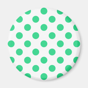 Green and white polka dots magnet