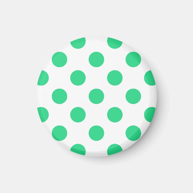 Green and white polka dots magnet (Front)