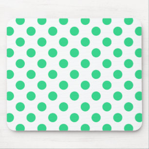 Green and white polka dots mouse pad
