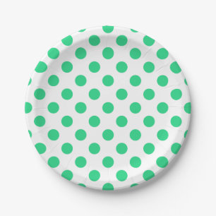 Green and white polka dots paper plates