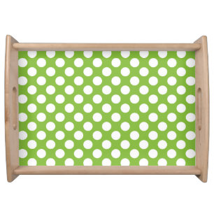 Green and white polka dots serving tray
