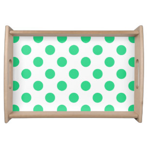 Green and white polka dots serving tray
