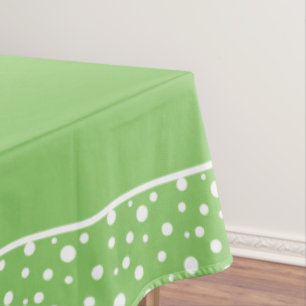 Green and White Polka Dots Tablecloth