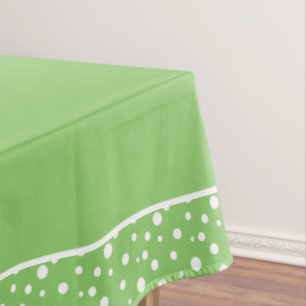 Green and White Polka Dots Tablecloth