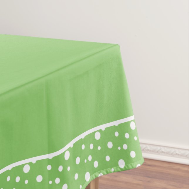 Green and White Polka Dots Tablecloth (In Situ)