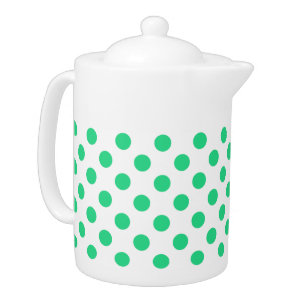 Green and white polka dots teapot