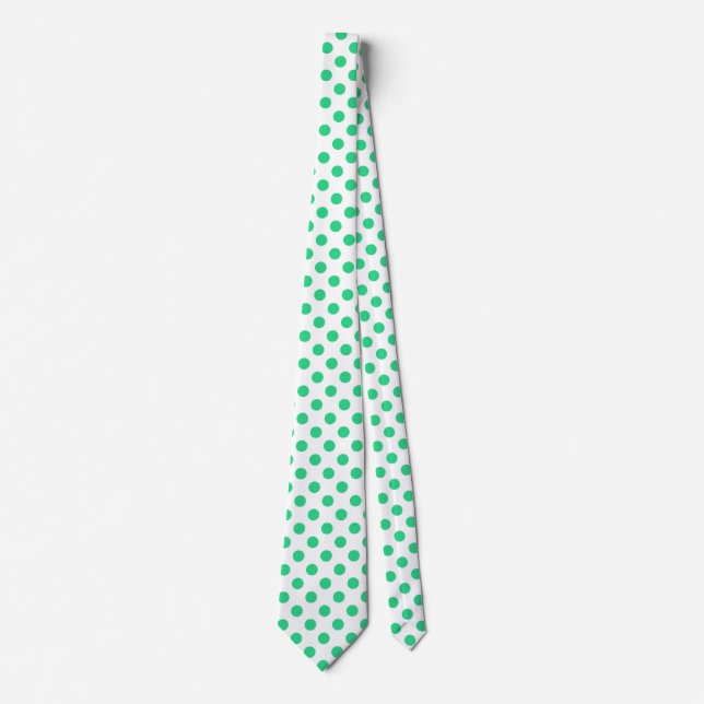 Green and white polka dots tie (Front)