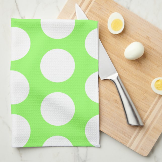 Green and White Polka Dots Towel (Quarter Fold)