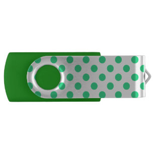 Green and white polka dots USB flash drive