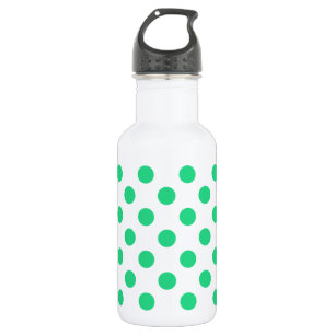 Green and white polka dots water bottle