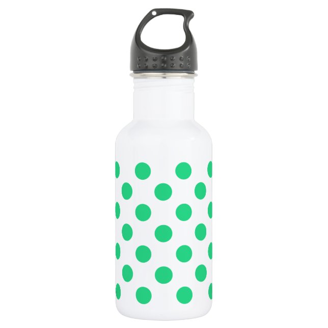 Green and white polka dots water bottle (Front)