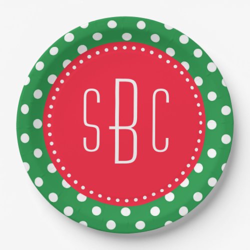 Green and white polka dots with red Christmas Paper Plates