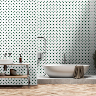 Green and White Polkadots Wallpaper