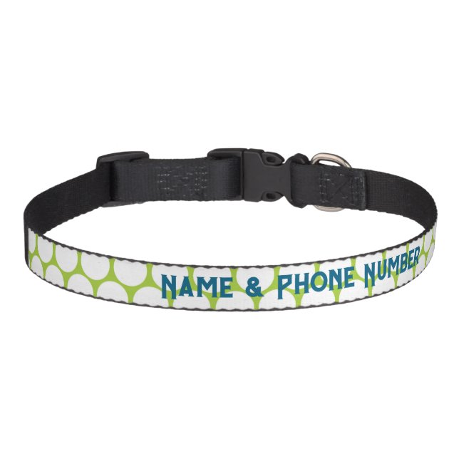 Green and White Preppy Dots Collar - Editable Blue (Front)