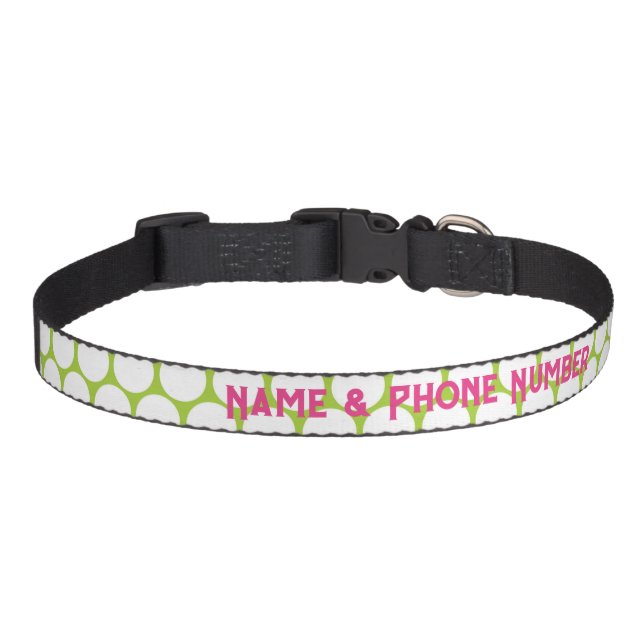 Green and White Preppy Dots Collar - Editable Pink (Front)