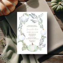 Green and WHITE PUMPKIN Greenery BABY Shower Invitation