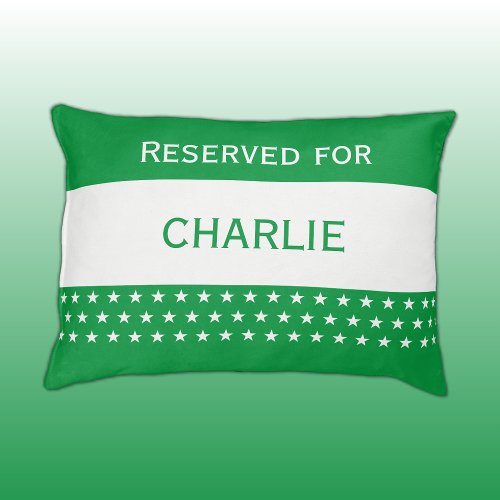 Green and white reserved for name stars pet bed