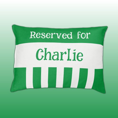 Green and white reserved for name stripes pet bed