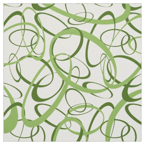 Green and white retro mod geometric pattern fabric