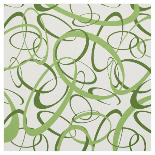 Green and white retro mod geometric pattern fabric