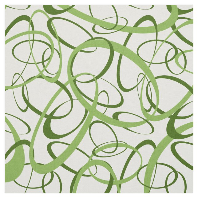 Green and white retro mod geometric pattern fabric (Swatch)