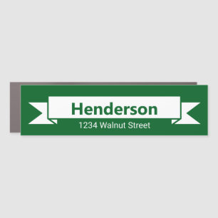 Green and White Ribbon Name Address Mailbox Magnet