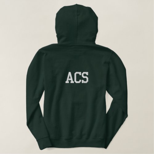 Green and White School Color Letters Embroidered Hoodie