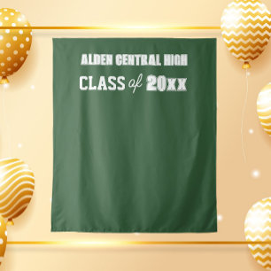 Green and White School Colors Photo Backdrop
