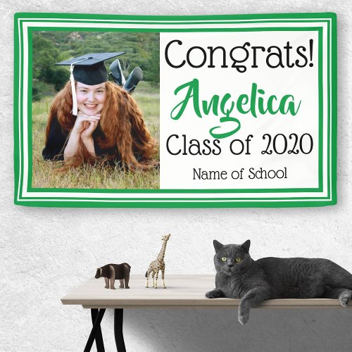 Green and White School Colors Photo Banner