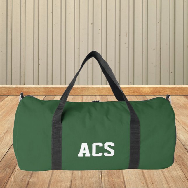 Green and White School Colors with Letters Duffle Bag (In Situ)