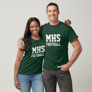 Green and White School Spirit Custom Football Team T-Shirt