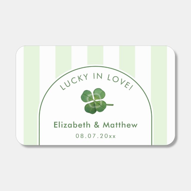 Green And White Shamrock Irish Wedding Matchboxes (Front)