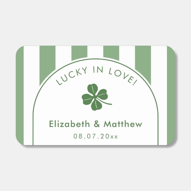 Green And White Shamrock Irish Wedding Matchboxes (Front)