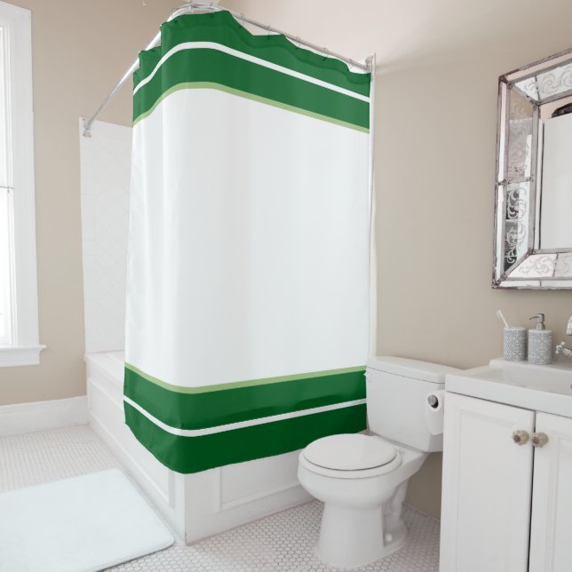 Green And White Shower Curtain (In Situ)