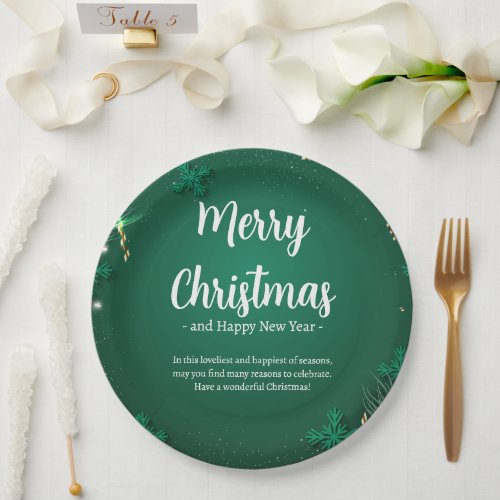 Green and White Simple Christmas Day 9 Round  Paper Plates