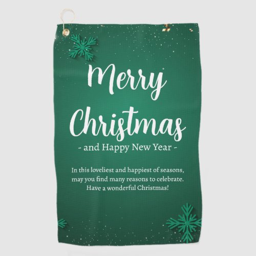 Green and White Simple Christmas Day and New Year  Golf Towel