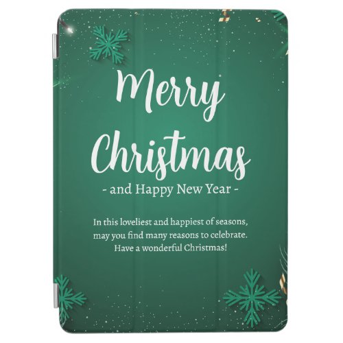 Green and White Simple Christmas Day and New Year iPad Air Cover