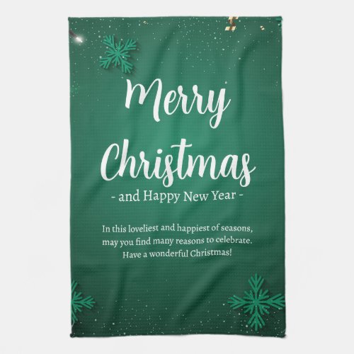 Green and White Simple Christmas Day and New Year  Kitchen Towel