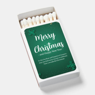 Green and White Simple Christmas Day and New Year  Matchboxes