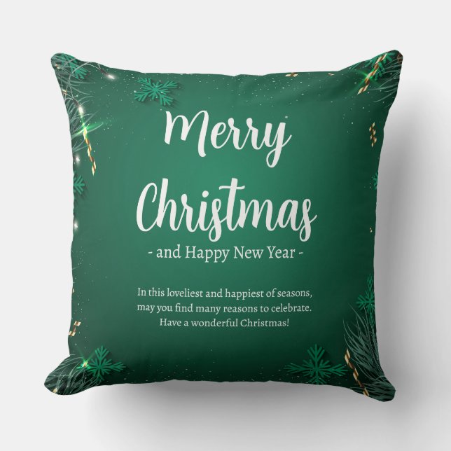Green and White Simple Christmas Day Best 20" x20" Throw Pillow (Front)